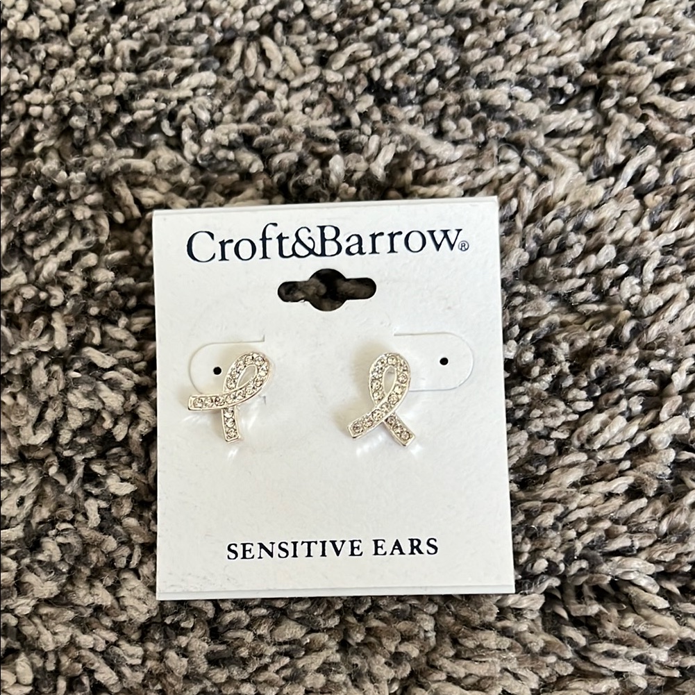 Croft & Barrow Silver Ribbon Earrings